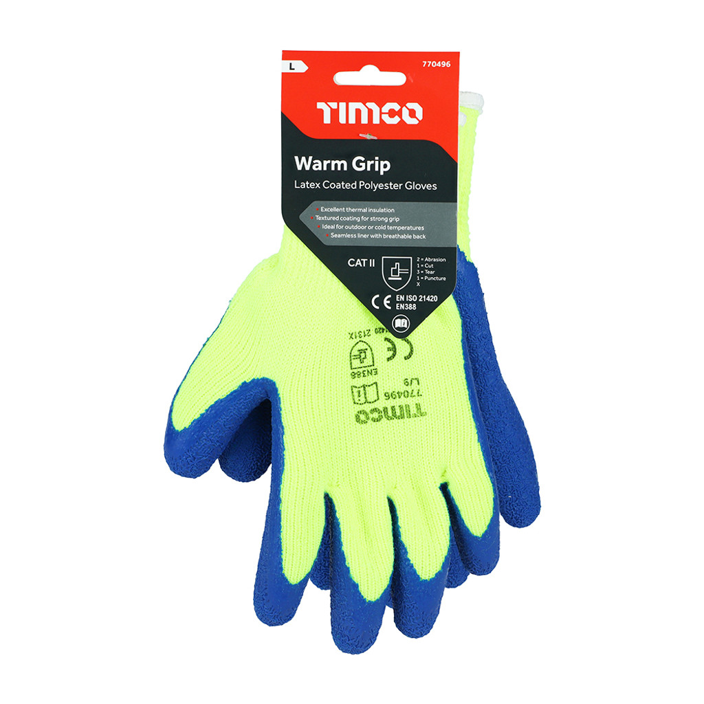 Medium Warm Grip Glove Latex Crinkle. MPN 770826