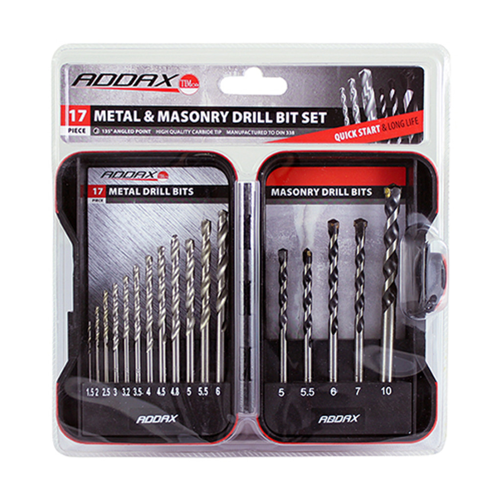 17pc HSS Jobber & Masonry Bit Set (QTY 1), MPN MIX17SET