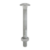 M10 x 130 Carriage Bolt & Hex Nut - HDG (QTY 25)