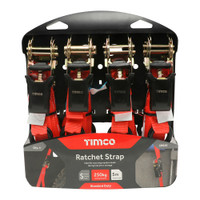 5m x 25mm S Hook Ratchet Straps STD (QTY 4 PCS), MPN 5RS4S