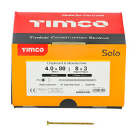 4.0 x 80 Solo Woodscrew Industrial Pack (QTY 1000), MPN 40080SOLOIND