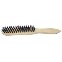 3 Rows Wooden Handle Wire Brush Stainless Steel (QTY 1), MPN 3SBSS