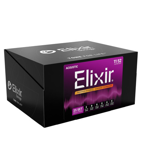 Pro-Pack (25 Sets) Phosphor Bronze Acoustic Guitar Strings with NANOWEB Technology
