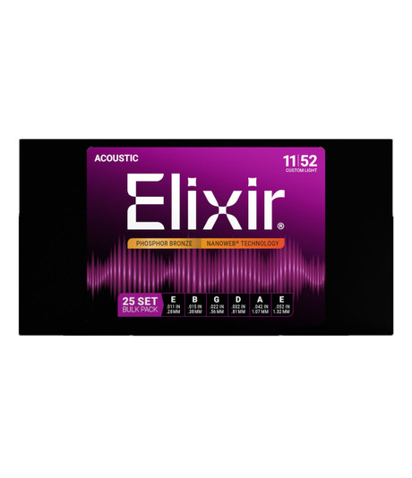 Pro-Pack (25 Sets) Phosphor Bronze Acoustic Guitar Strings with NANOWEB Technology