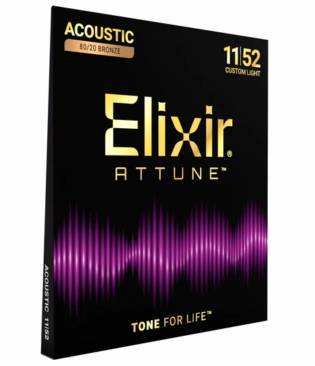 Attune 80/20 Elixir Guitar Strings Custom Light Gauge 11-52 Side