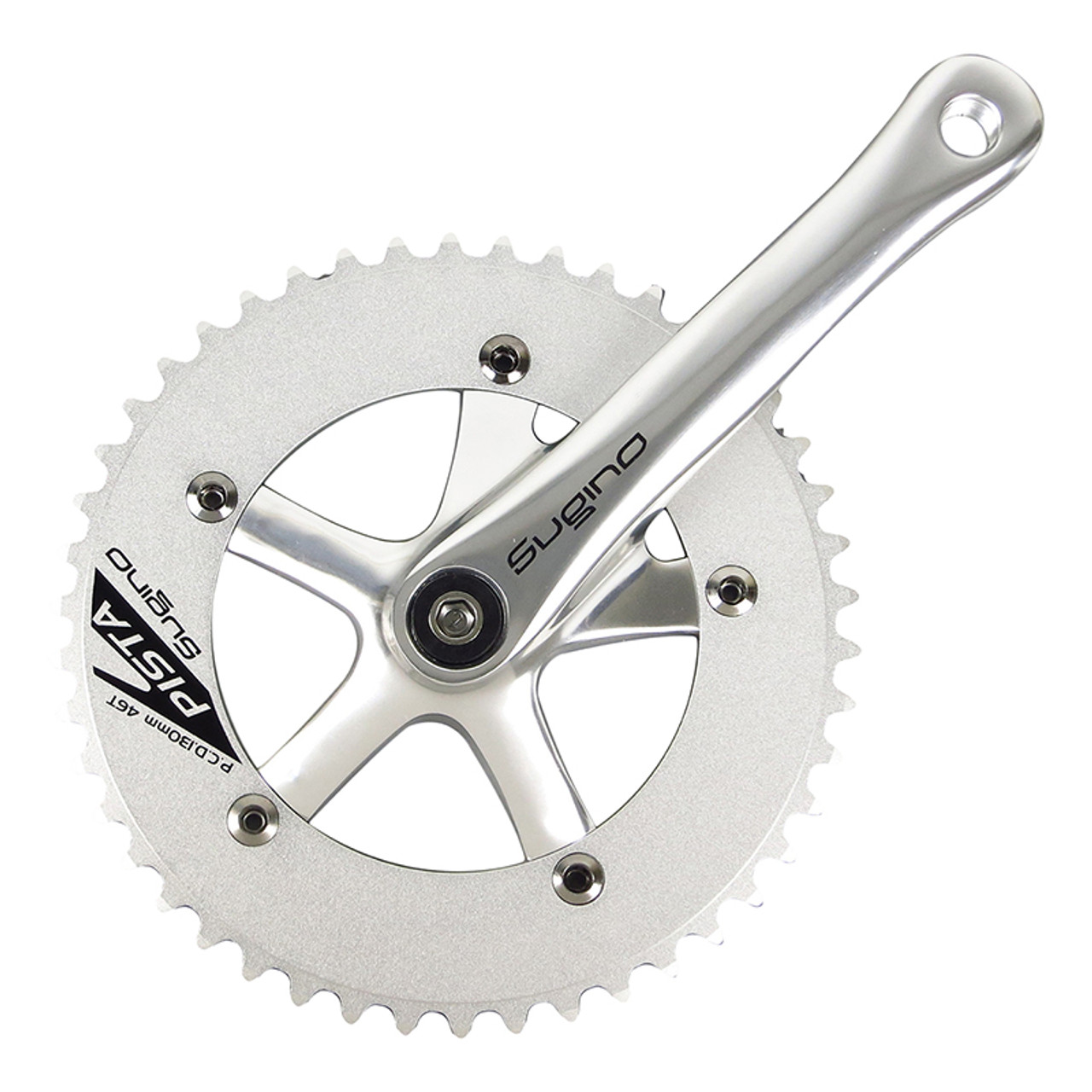 SUGINO CRANKSET SUG RD2 PISTA 165x46 SQ SL/SL 130bcd RD-2 PISTA SILVER