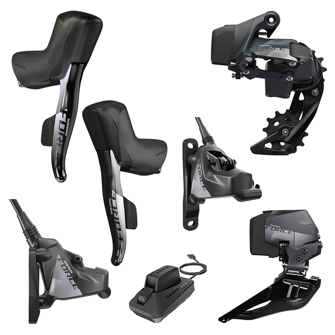 SRAM GROUP KIT SRAM ETAP 2X FORCE AXS HRD SHIFTER/HYD FLAT DISC BRAKE/RD &  BAT/FD &BAT 160 ROTORS 6B & BAT/CHARGER & CORD 00.7918.077.004