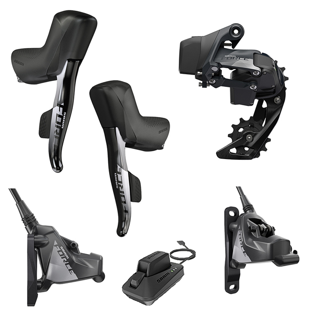 SRAM GROUP KIT SRAM ETAP 1X FORCE AXS HRD SHIFTER/HYD FLAT DISC BRAKE/RD  160 ROTORS 6b & BAT/CHARGER & CORD 00.7918.077.003