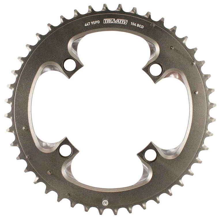 Truvativ, 44T, 9 sp, BCD 104mm, 4-Bolt, Outer Chainring, For 22/33/44, Aluminum, Grey, 11.6215.188.040