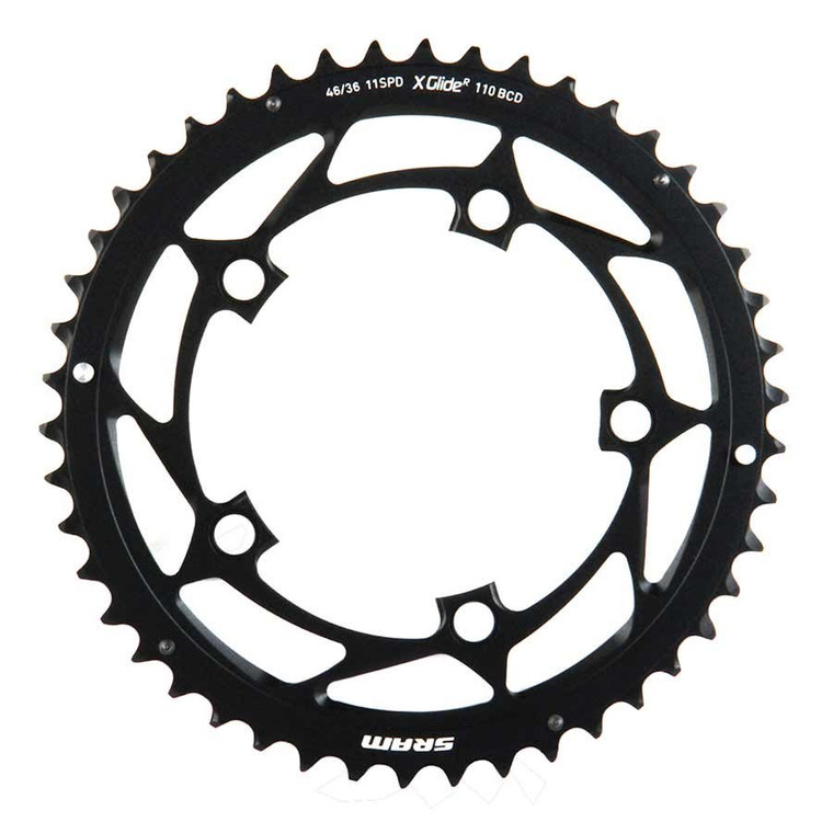 SRAM, 46D, 11sp, BCD: 110mm, 5 Bolts, Outer Chainring, For 36/46, Aluminum, Black, 11.6218.010.002
