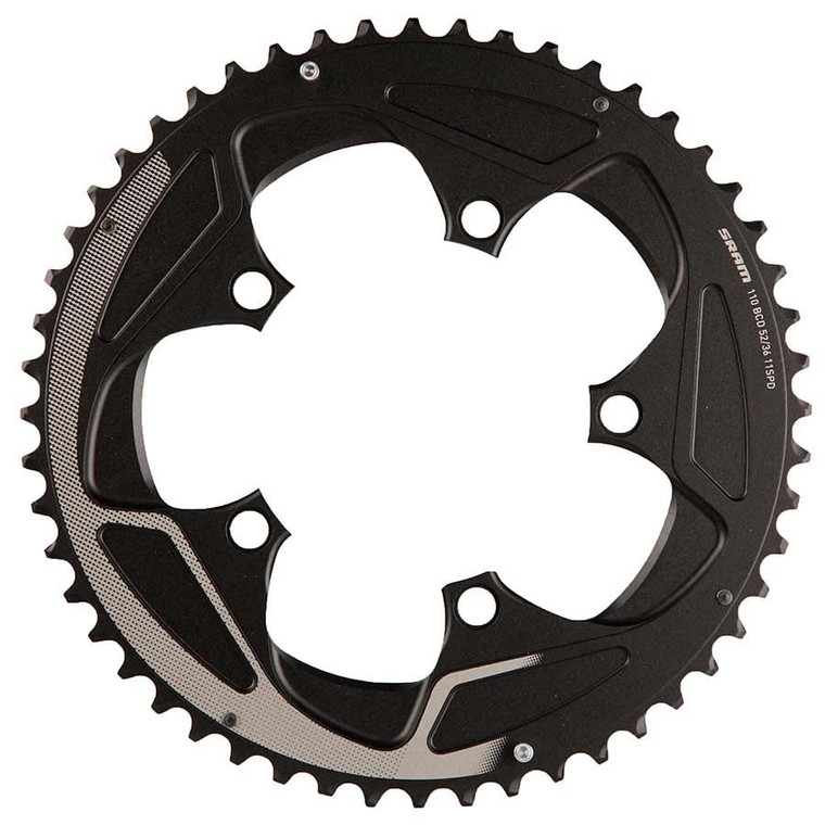 SRAM, 52T, 11sp, BCD: 110mm, 5 Bolts, Road X-Glide, Outer Chainring, For 36/52, Aluminum, Silver, 11.6218.016.000