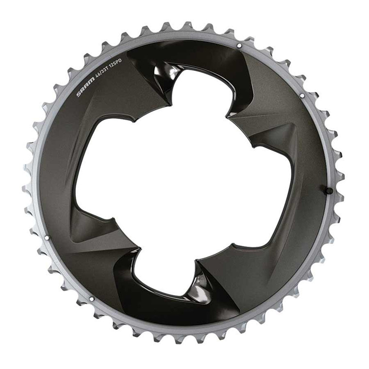 SRAM, Force AXS 2x, Chainring, Teeth: 43, Speed: 12, BCD: 94, Bolts: 4, Outer, Aluminum, Black
