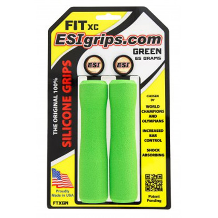 E.S.I., Fit XC, Grips, 130mm, Green, Pair