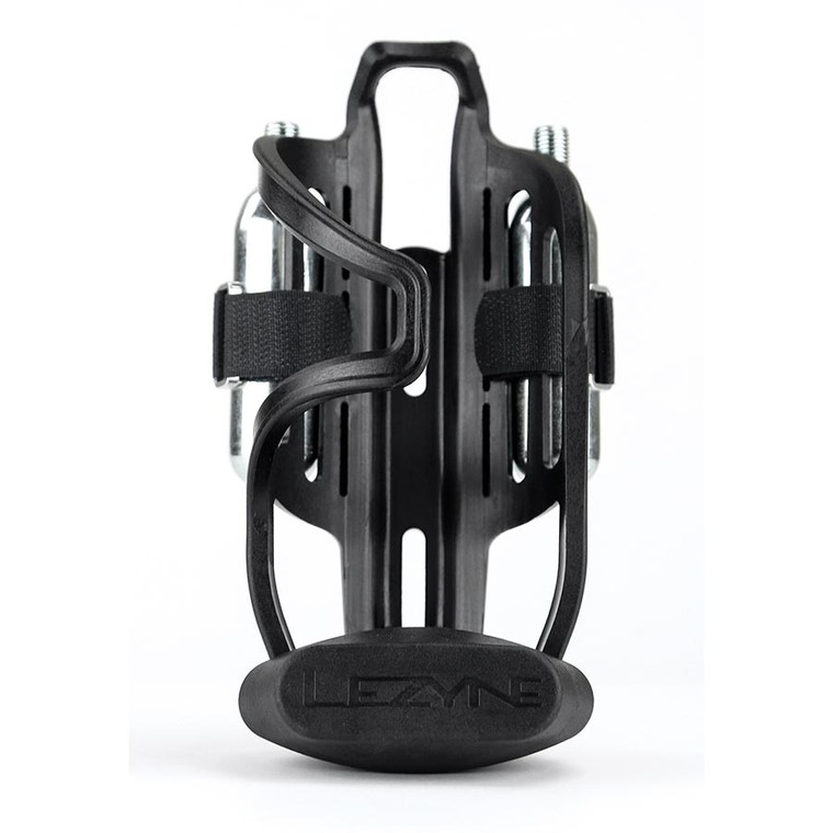 Lezyne, Tubeless Flow Storage Loaded, Bottle Cage, Composite, Includes CO2 Head, V18 Multi-Tool with Tubeless Reamer & Tire Plug Kits, 2 CO2 Cartridges (Right)
