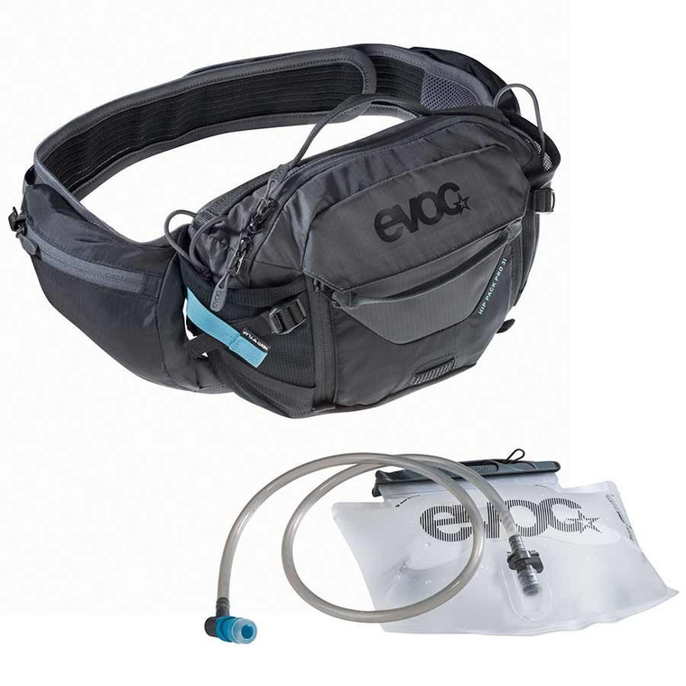 EVOC, Hip Pack Pro, Hydration Bag, Volume: 3L, Bladder: Included (1.5L), Black/Carbon Grey
