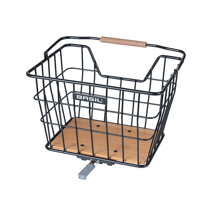 Basil, Nordland, Basket, Front or Rear, 40x32x30 cm, Black