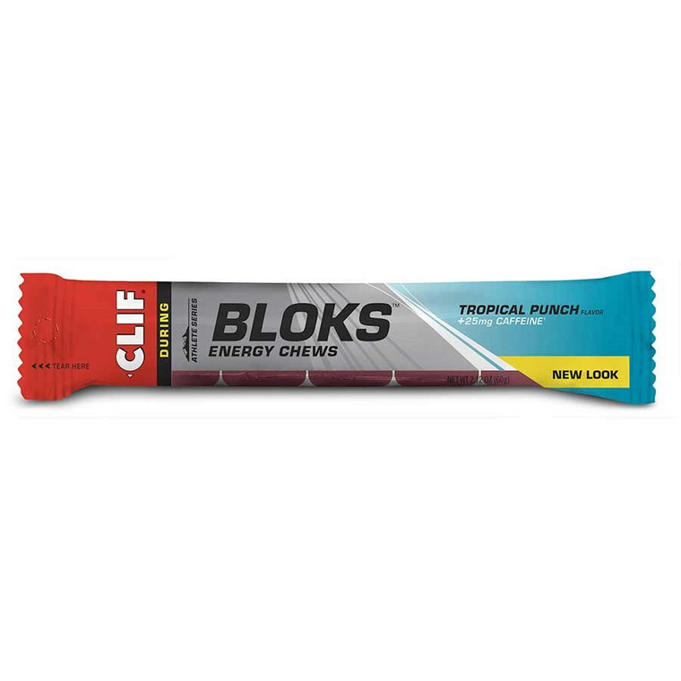 Clif, Bloks, Chews, Tropical punch, Caffeinated, 18pcs