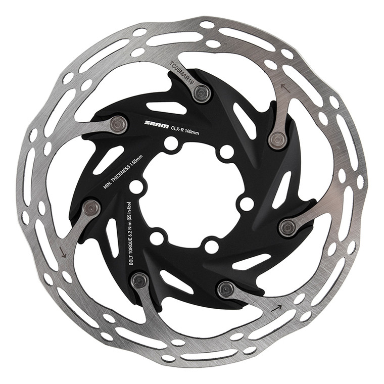 SRAM BRAKE PART SRAM DISC ROTOR 140 C-LINE XR ROAD 6B 2-PIECE ROUNDED SL/BK 00.5018.122.000