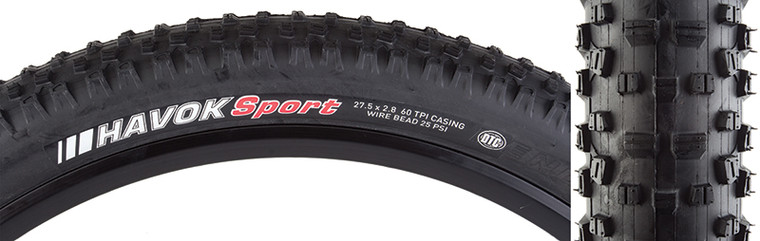 KENDA TIRES KEN HAVOK SPORT 27.5x2.8 BK/BK DTC/60 WIRE 25psi