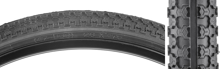 SUNLITE TIRES SUNLT 26x1.75 BK/BK RAISED CTR K52 WIRE