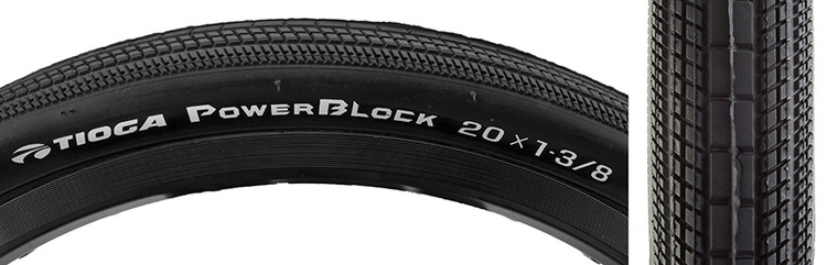 TIOGA TIRES TIOGA POWERBLOCK 20x1-3/8 WIRE BK BCIR0854