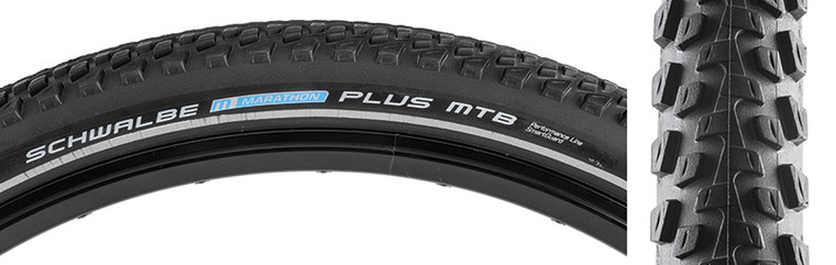 SCHWALBE TIRES SCHWALBE MARATHON PLUS MTB PERF TWIN SMARTGUARD 26x2.1 BK/BK/REF DUAL E50 WIRE 11101005