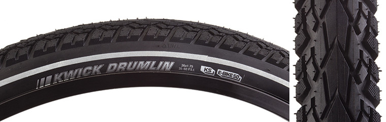 KENDA TIRES KEN KWICK DRUMLIN SPORT 26x1.75 BK/BK/REF SRC/KS/60 WIRE 60psi E50 214222