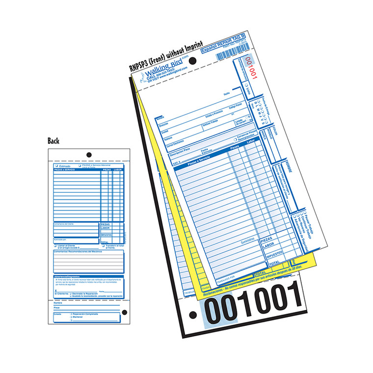 WALKING BIRD PUBLICATIONS FORM WB STD BIK REPAIR wSERV SPANISH FUL/CLAIM PKof250 RPSP3-NI