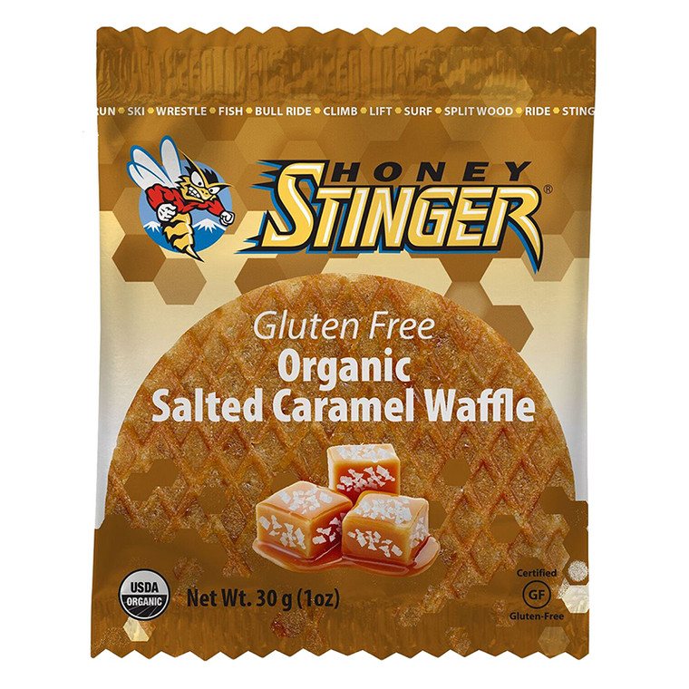 HONEY STINGER FOOD HS WAFFLE GLUTEN FREE ORGANIC SALTED CARAMEL BXof16 76016