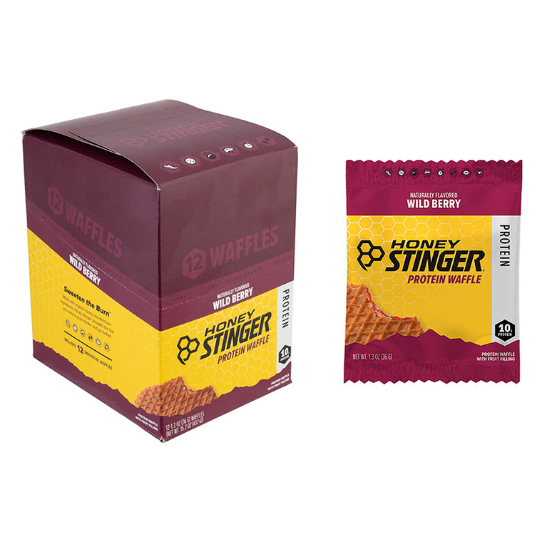 HONEY STINGER FOOD HS WAFFLE PROTEIN WILD BERRY BXof12 82116