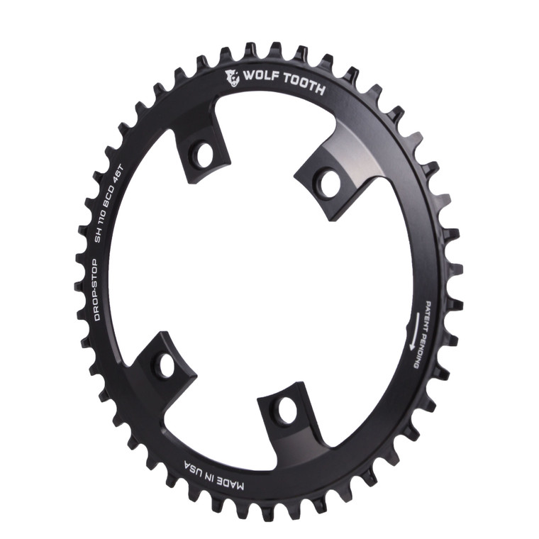 Road/CX/Gravel Chainring, 110BCD (4-Bolt) 46T - Black