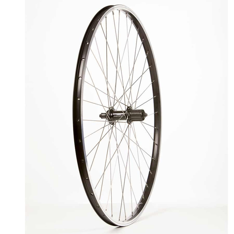 Wheel Shop, Alex DM18 Black/ Shimano Deore FH-T610, Wheel, Rear, 700C / 622, Holes: 36, QR, 135mm, Rim, Shimano HG