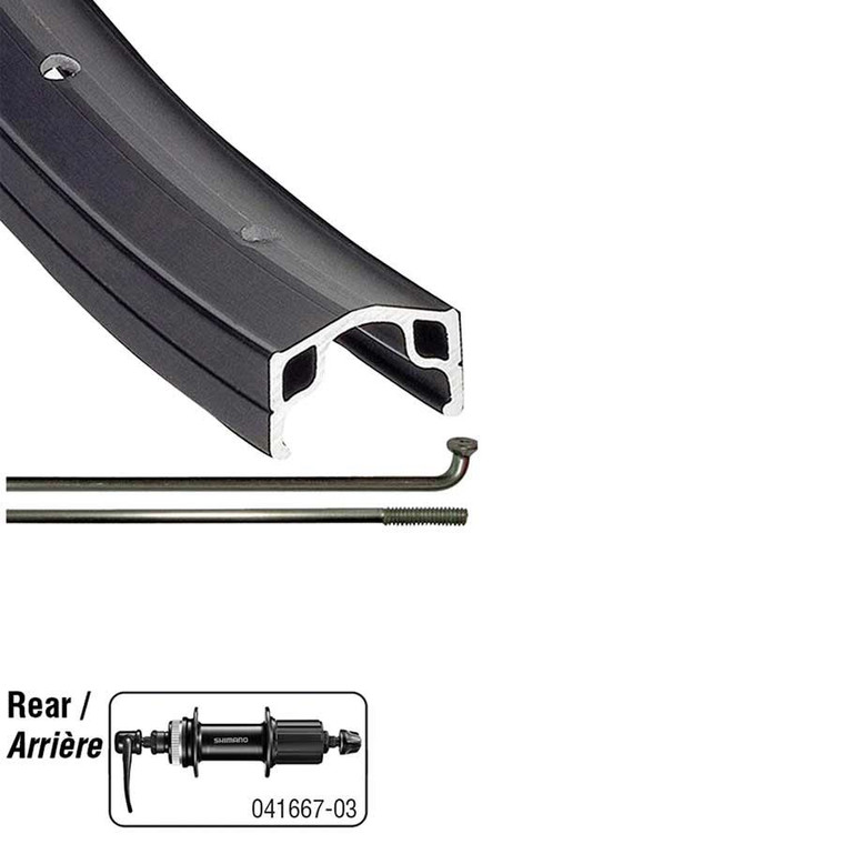 Wheel Shop, Alex Z1000/ Shimano Tourney FH-TY505 26'', Wheel, Rear, 26'' / 559, Holes: 36, QR, 135mm, Rim and Disc Center Lock, Shimano 7