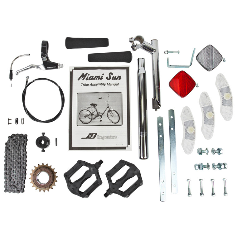 PARTS BOX SUN TRIKE REP FOR STD & DLX w/1in FORK INCLUDES 1in QUILL/LH BRK LVR/CABLEGRIPS/28.6mmSP/PEDS/ CHAIN/FW/FW ADAPTER/SADDLE/BASKET HARDWARE/REF KIT 72774688494