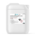 Sodium Hypochlorite 12.5% solution in industrial-grade container, bulk bleach chemical for cleaning, sanitation, and water treatment.