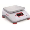 OHAUS Valor™ 2000 V22PWE15T water-resistant food scale with stainless steel platform, dual LED displays, and IPX8 washdown design.