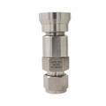 Superlok stainless steel quick connect body with compression fitting, front view on white background