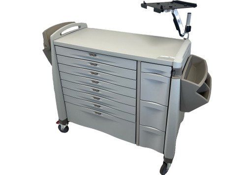 Caspa Healthcare LTC Medication Tool Cart Large W/ Core Locks & Monitor Stand