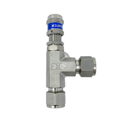 Superlok Inline Relief Valve, 1/2" O.D. Tube, Angle Pattern, Low Pressure, 300psi, 10 to 250psi adjustable range, 316SS - SS-RL4S8