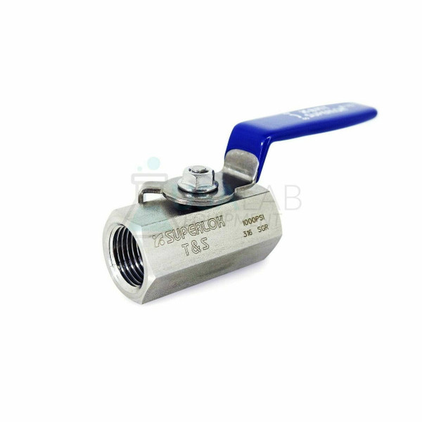 \"Superlok FNPT 210 Series 316 stainless steel ball valve with female NPT connections, rated for -53°C to 21°C at 1000 PSI, available in 1/4”, 3/8”,1/2” & 3/4\"  sizes — precision flow control valve for high-pressure applications.\"
