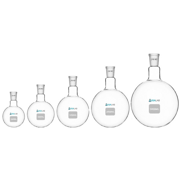 USA Lab single-neck round bottom flask with 24/40 ground glass joint for laboratory heating, distillation, and reactions.
