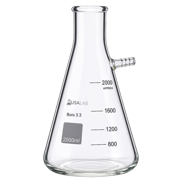 USA Lab 1L, 2L, 5L Boro 3.3 Heavy Wall Filter Flask 1/2" Barb