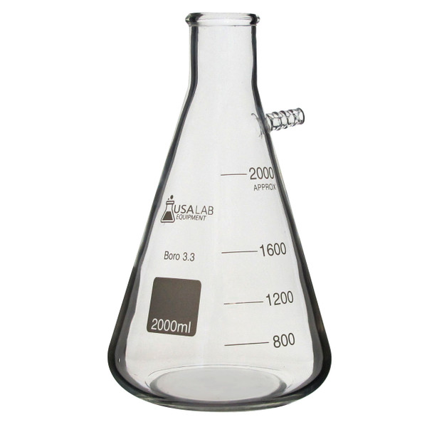 USA Lab 1L, 2L, 5L Boro 3.3 Heavy Wall Filter Flask 1/2" Barb