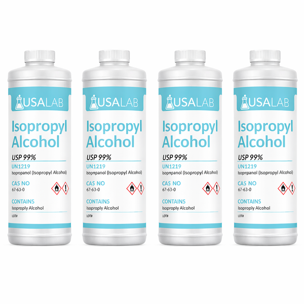 USA Lab Isopropyl Alcohol 99% USP lab grade quart bottles 4 pack