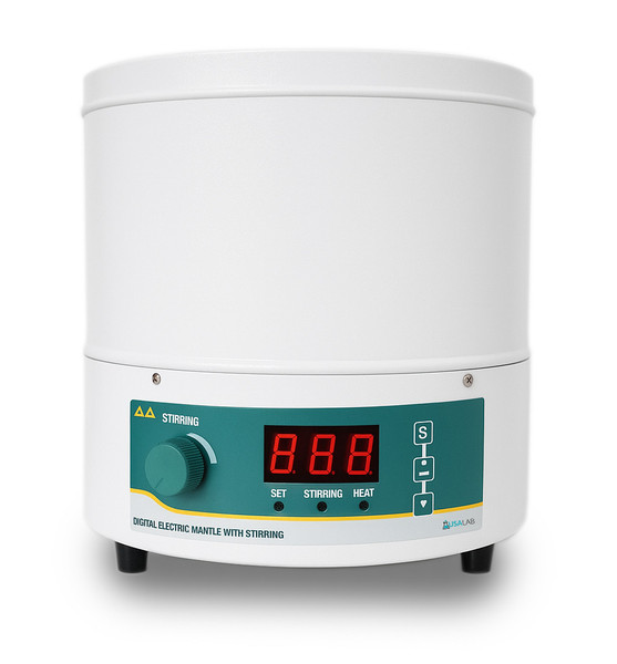 USA Lab 5L 300°C 1200 RPM digital magnetic heating mantle with probe stand and fiberglass heating basket