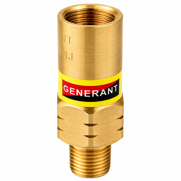 Generant Series Brass CRV cryogenic relief valve with brass body for oxygen service and blocked line safety.