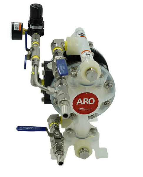 ARO Diaphragm Fluid Transfer Pump, 1/2" , Air Operated, 14 GPM (Constructed Of Polypropylene & Santoprene)