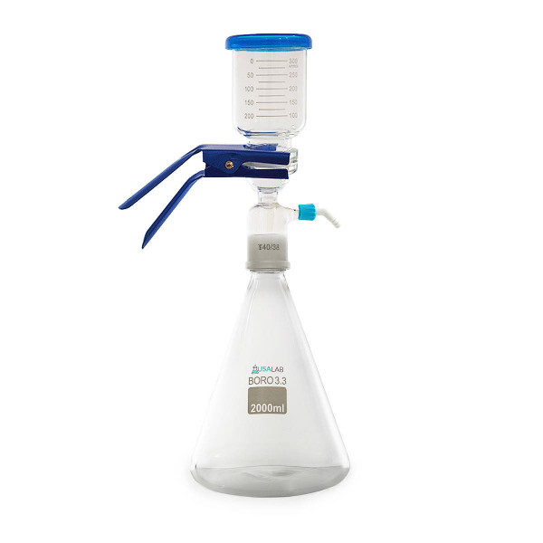 USA Lab Glass Vacuum Filtration Kit with 40/38 Glass Joint Connection – complete laboratory filtration assembly including borosilicate glass funnel, flask, adapter, and vacuum port designed for precise solvent and particulate separation.