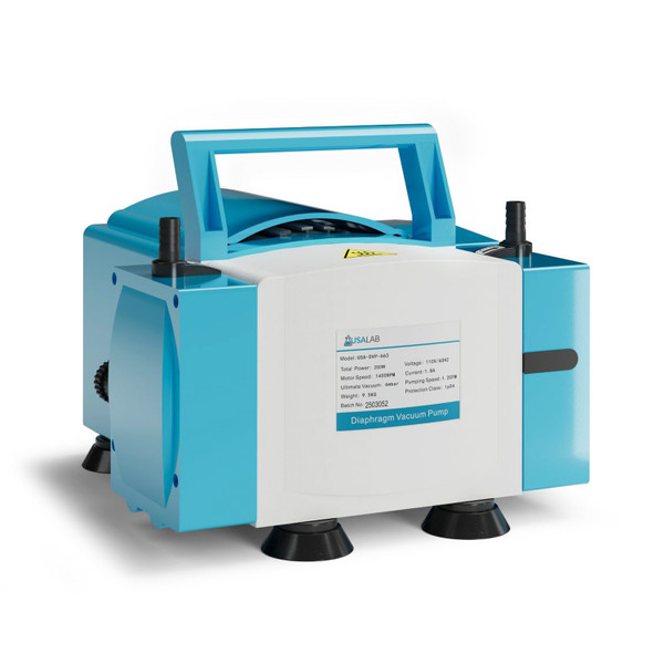 USA Lab 1.2 CFM diaphragm vacuum pump, 110V laboratory pump for filtration, vacuum applications, and chemical-resistant lab use.