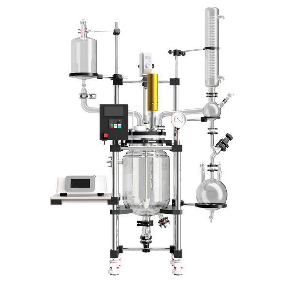 USA Lab 20L Single Jacketed Glass Reactor w/ Ultrasonic Wand